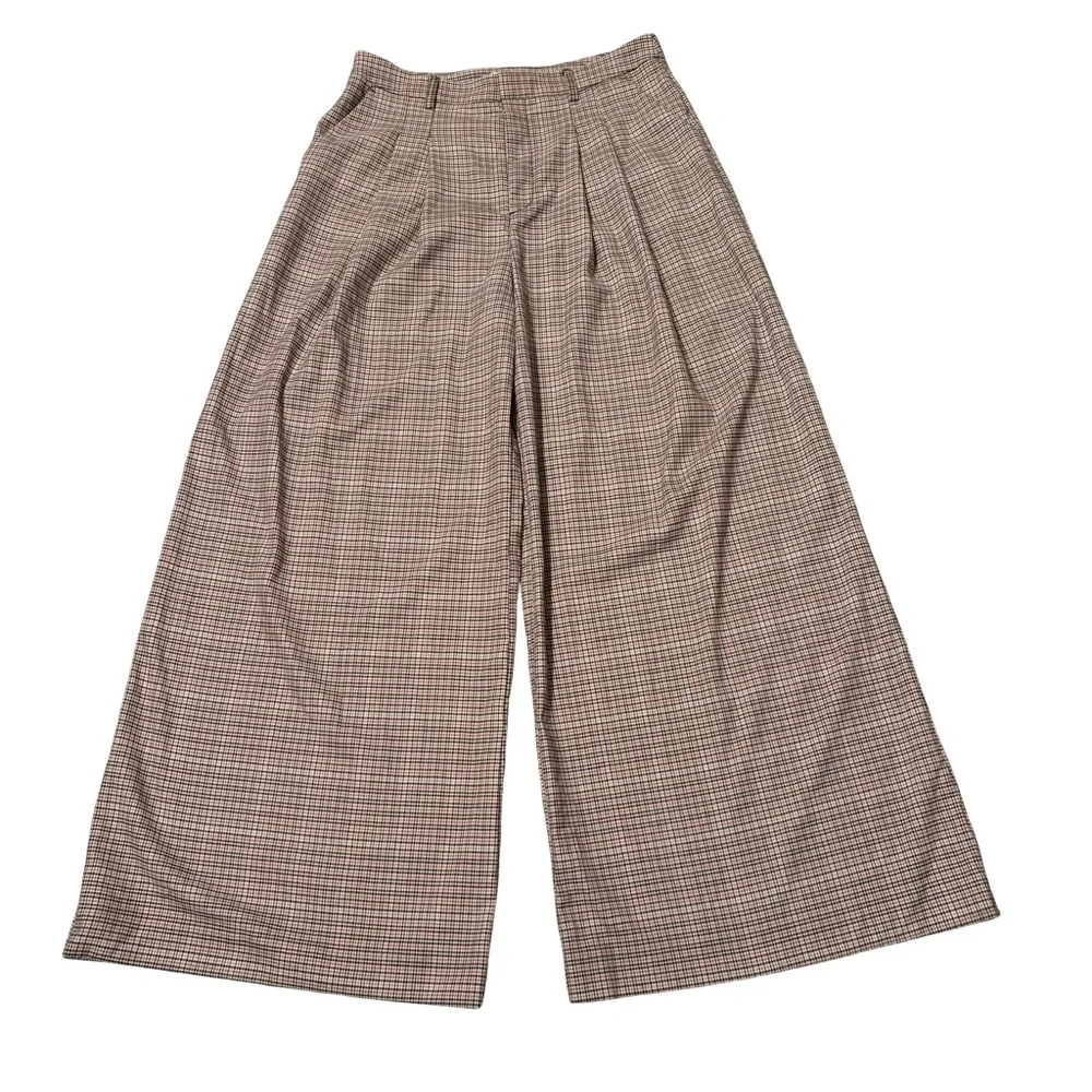 Maeve Anthropologie The Avery Pleated Wide-Leg Trousers: Plaid Edition, Sz 12 - Picture 6 of 13